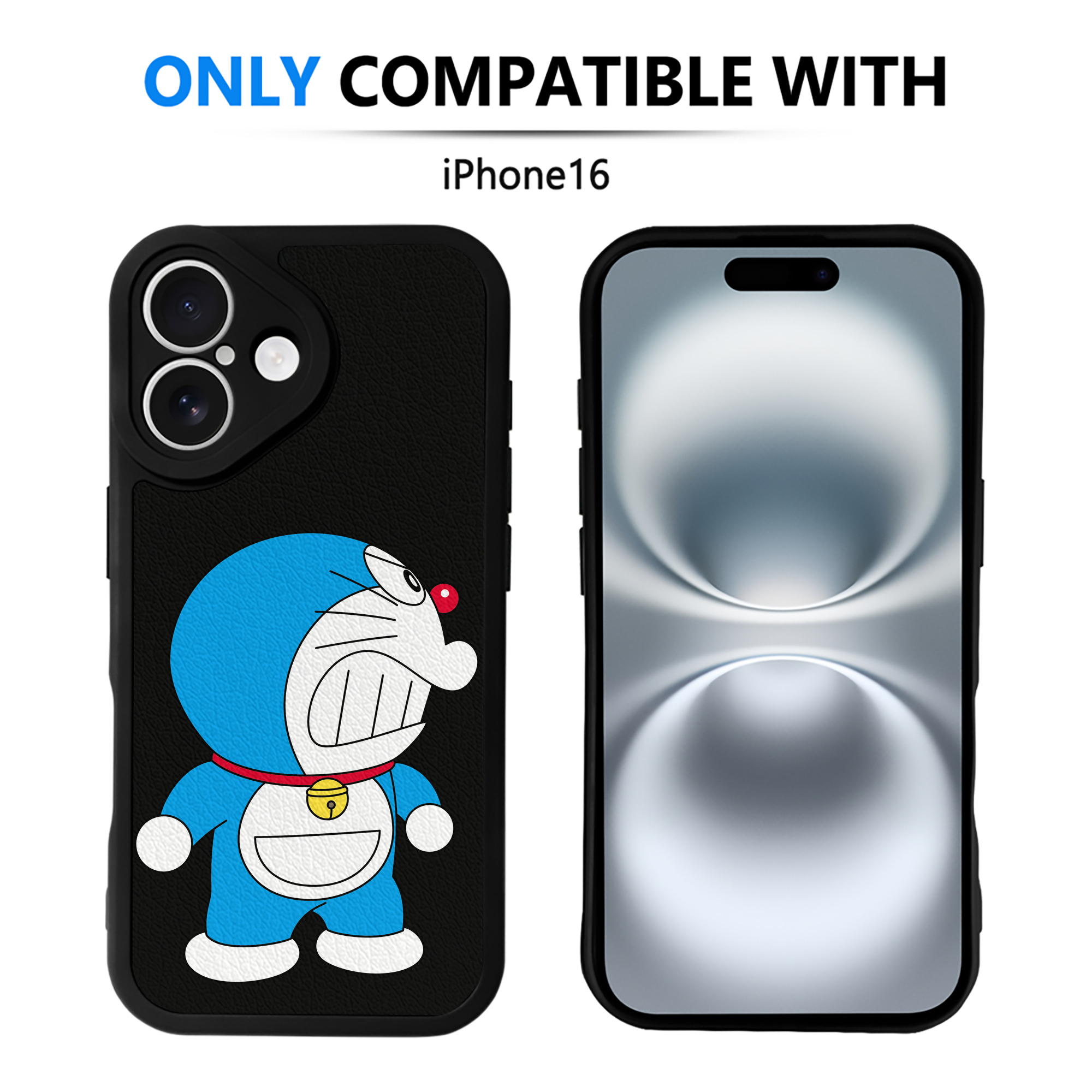（画像用） ドラえもん Doraemon 【iPhone 16シリーズ対応】シリコンスマホケース（レザー調） 材質：シリコン